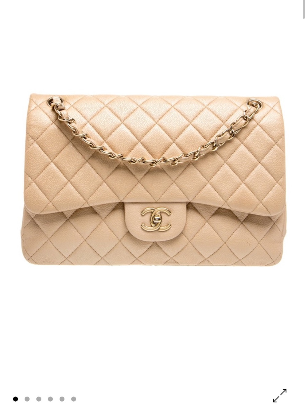 CHANEL Beige Quilted Double Flap Shoulder Bag with Gold Hardware